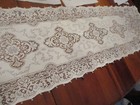 Vintage antique Ivory  Quaker Lace Table Runner W Picops 60 X 15 