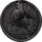 Love Token  - Papa -  Us 1875 90  Silver Seated Liberty Dime 10 Cent Coin Father