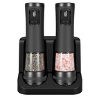Electric Salt Pepper Grinder Set  Rechargeable Base  Adjustable Coarseness  2pcs
