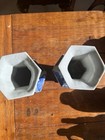 A Pair Of Asian Blue And White Hexagonal 13 Inch Vases