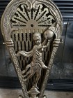 Vintage Cameo Pierced Brass Fireplace Screen Peacock Fan Ornate Art Deco