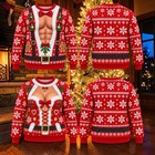 Funny Couple Christmas Ugly Sweater  Fake Abs Body Print Holiday Party Outfit