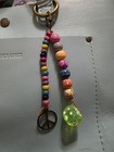 Handmade Purse Charm   Keychain Beaded Wood And Clay Beads