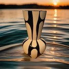 Vintage Mid Century Modern Black And White Abstract Vase
