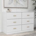 Modern White 6-drawer Dresser - Ample Bedroom Storage  Sturdy   Safe
