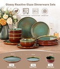 Ceramic Dinnerware Set For 4 - 12 Piece Plates   Bowls - Elegant Tableware