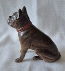 Vintage Cast Iron Brown Boxer Dog Bank 4 1 4  Euc Free Ship