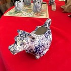 Burleigh Ironstone England Blue And White Floral Cow Shaped Creamer