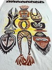 Vtg 60s Spunwell Hawaiian Tiki Totum Terry Cloth 62  X 37  Beach Towel