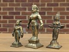 Antique 19th Century Indian India Bronze Standing Deity Hindu Buddha Figure X3