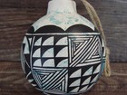 Native American Acoma Indian Hand Painted Fine Line Ornament By T  Sal