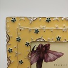 Enamel Flowers   Leaves Photo Picture Frame - 4x4 Yellow Silver Floral Metal
