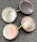 Vintage Art Deco Era Double Sided Mother Of Pearl Cufflinks Silver   Gold Tone