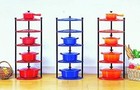 Le Creuset 5 Tier Pot Stand Cherry Red Cast Iron Enamel Display Shelf Brand New