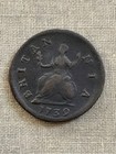 1739 Great Britain Half Penny Copper Coin   George Ii  young Bust 