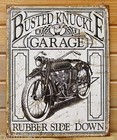 Rubber Side Down Vtg Motorcycle Busted Knuckle Garage Tin Sign Metal Decor 1923