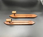 Mcm Wood Wall Mounted Candle Holders Sconces Pair Vintage Mid-century Modern