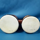 Vtg Wooden 6 1 2    6  Head Percussion Bongo Drums Made In Mexico