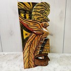 16  Tiki Hand Carved 3 Tier Wooden Mask Polynesian Tribal Mayan Aztec Decorative