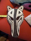 Black And White Woven Mask Wall Hanging Handmade Art Decor 8x12x4 5