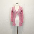 Vintage Pink Crochet Cardigan Top Coquette Cottage Fairy Festival  S M 90s Y2k