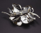 Vintage Layered 3d Flower Brooch Pin Silver Ab Rhinestone Large Statement 1950s