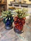 Pair Of Vintage Mcm Pineapple Red Blue Grape Cluster Lucite Lamp Tropical Tiki