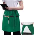 Server Apron Black With 3 Pockets 18 Inch Long Waiter Waitress Bistro Half Waist