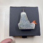 Rare Signed- Sergio Bustamante  925 Sterling Silverceramic Blue Fish Boy Pendant
