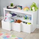  Toy Storage Cabinet With Three Rolling Bins  White Finish