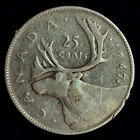 1947 Maple Leaf Canada Quarter 25 Cents Silver  800 King George Harder Date