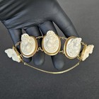 Antique 19thc Grand Tour High Relief White Lava Cameo Bracelet Gold Filled