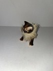 Vintage 1960   s Siamese Kitty Cat Fur Collar Ceramic Japan Figurine Old 4  