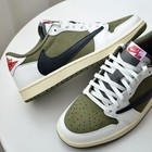 Tracis Scott X Jordan Air 1  medium Olive  Low Top Casual Shoes For Men