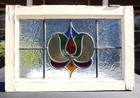 Old English Leaded Stained Glass Window Transom Simple Abstract 23  X 15 