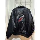Vtg Auburn Sportswear Blk Satin Jacket With Embroidered Race Car   Size 3xl