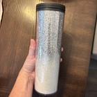 Starbucks Ombre Silver Glitter Cup Hot Cold Tumbler Thermos Lid 16oz New 2017