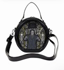 Loungefly Disney Dracula   Frankenstein Stained Glass Mini Crossbody Bag- Black