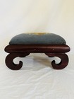 Vintage Needlepoint Wood Stool With Scroll Legs
