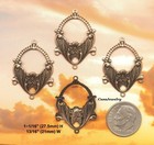  0137 Antiqued Brass Decorative Basket Shape W 1 Top   3 Bottom Rings - 4 Pcs