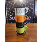 Rae Dunn 4 Halloween Stacked Ceramic Mugs New Witch Pumpkin Ghost