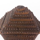 Antique Tramp Art Wood Carved Box W lid Primitive Americana Folk Art Unique Vtg 