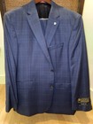 Cremieux Super 150s Wool Blue Plaid 2pc Suit 48r 42w 2-button Vent