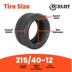 Ocelot  Low Profile Golf Cart 4-ply Turf Or Pavement Tire 215 40-12 P825
