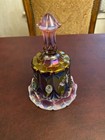 Fenton Purple Plum Iridescent Opalescent Carnival Glass Bell Hand Painted Waters