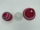 Vtg Fenton 3 Pc Cranberry Opalescent Hobnail Fairy Lamp Light Candle Holder Pink