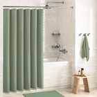 Sage Green Shower Curtain - Waffle Textured Heavy Duty Thick Fabric Sho