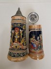 2 Vintage German Beer Steins W  Pewter Lids 1 5lt    5lt Made In Germany