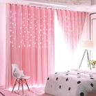  2 Panels Stars Blackout 52 w X 84 l  pack Of 2  2panels   double-layer pink