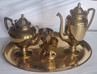 1930s Dirilyte Dirigold Bronze Regal Coffee   Tea Pots With Tray Creamer   Sugar